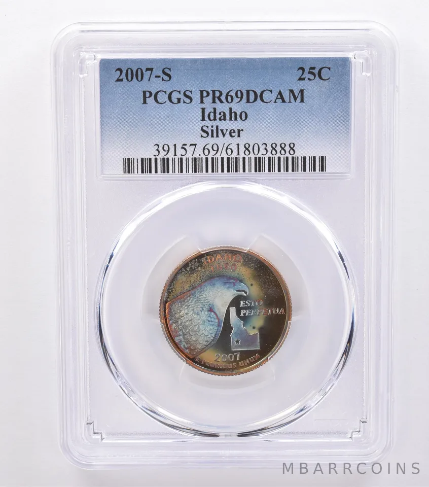 2007-S Washington State Quarter Idaho Silver PR69 DCAM PCGS Beautiful Tone *8779