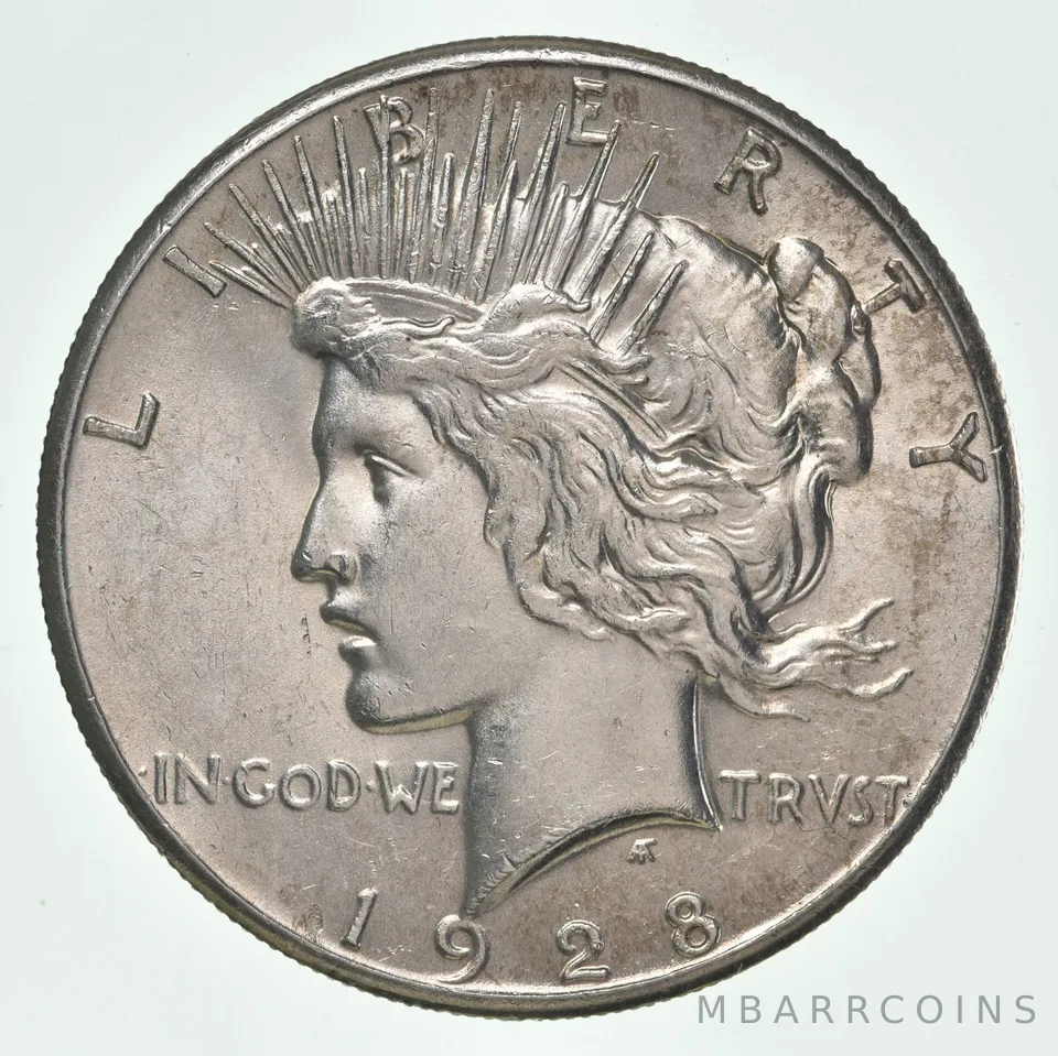 (1) BU 1928 (P) Peace Silver Dollar $1 Unc MS 90% - Philadelphia Mint