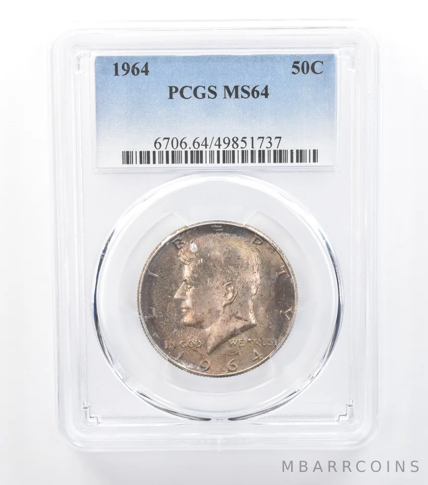 1964 Kennedy Half Dollar MS64 PCGS Beautiful Tone *7774