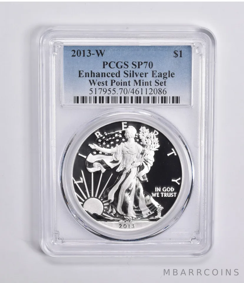 2013-W Silver Eagle Enhanced West Point Mint Set SP70 PCGS Blue Lbl