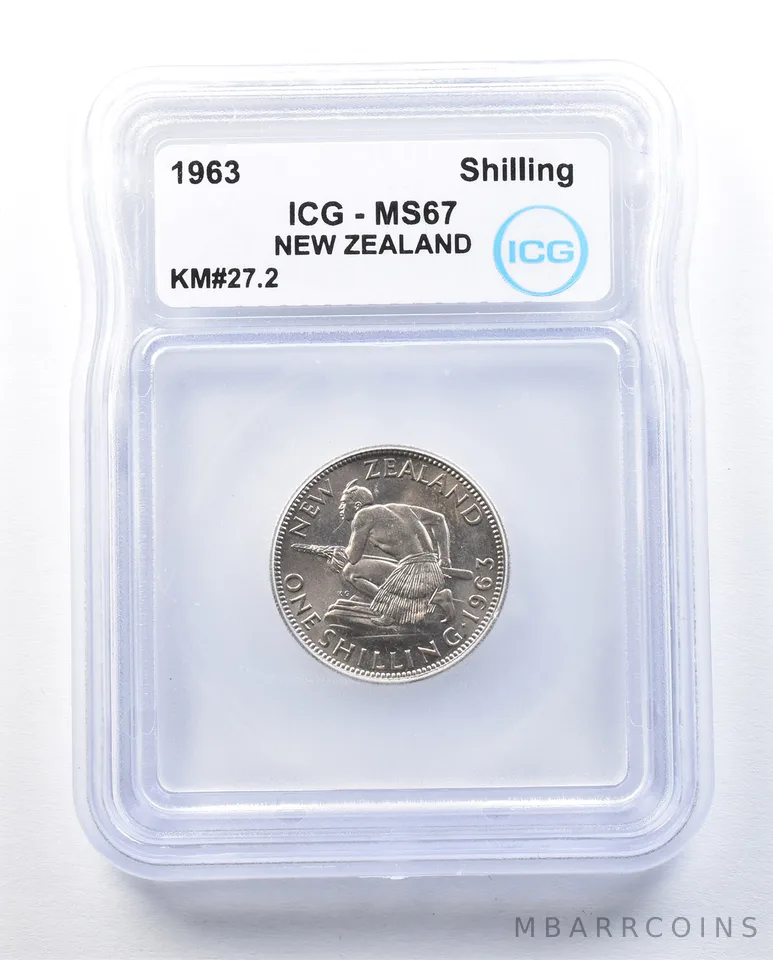 1963 New Zealand Shilling KM#27.2 MS67 ICG *8953