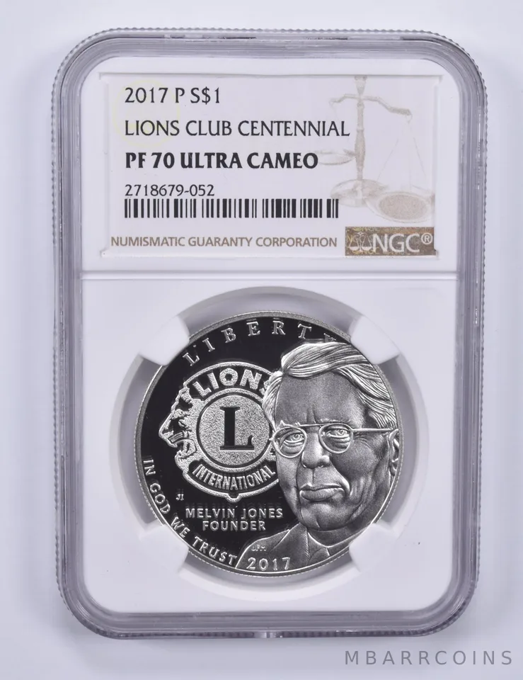 2017-P Lions Club Centennial Commemorative Dollar PF70 UCAM NGC