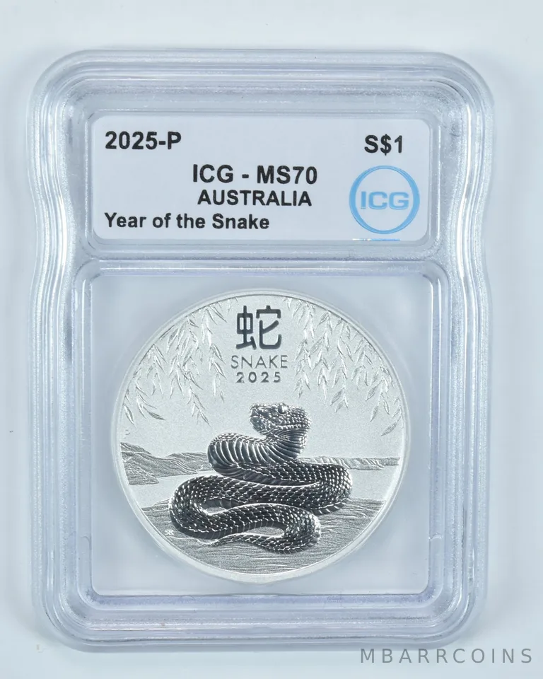 2025 P Australia 1 Dollar Silver Year Of The Snake MS70 ICG