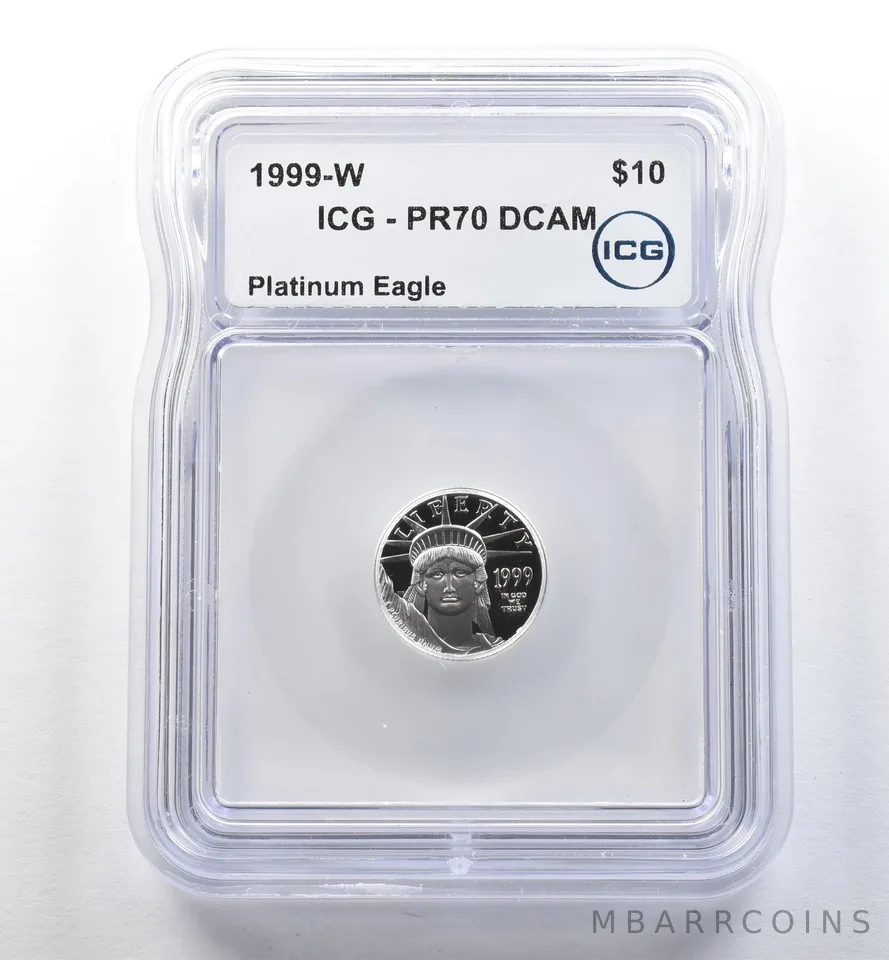1999-W $10 American Platinum Eagle 1/10 Oz Platinum PR70 DCAM ICG