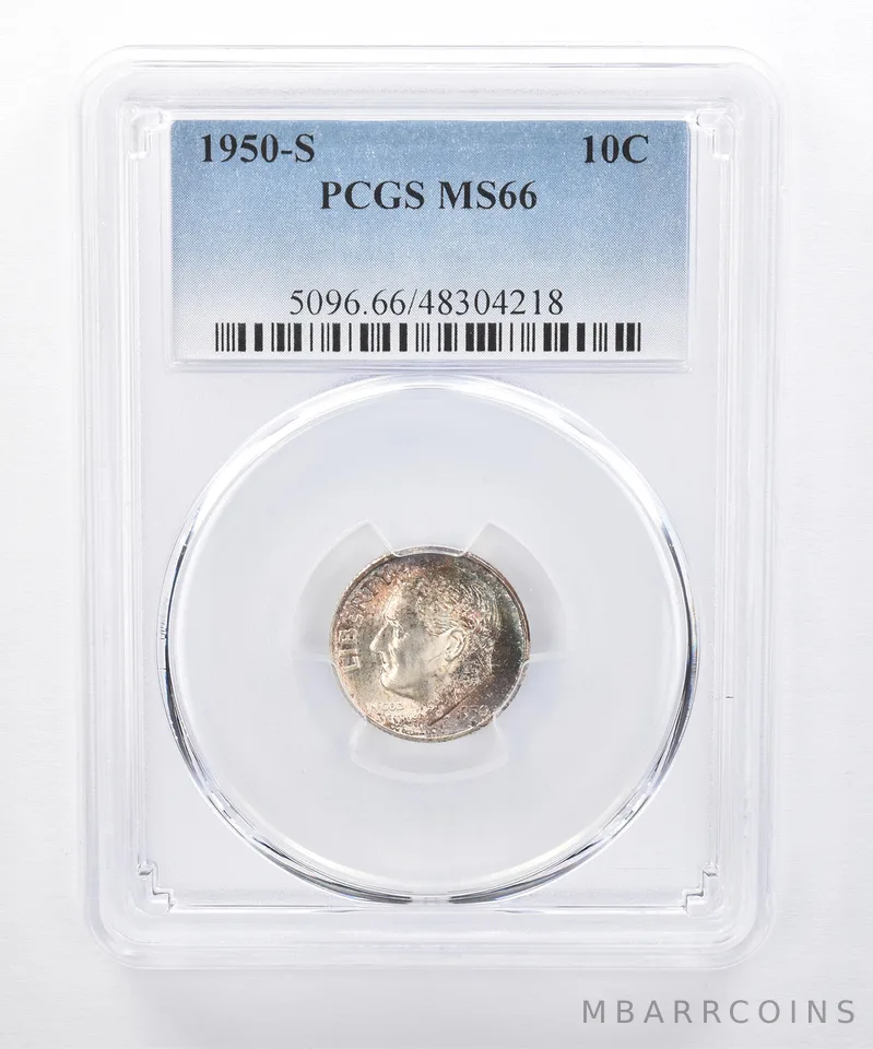 1950-S Roosevelt Dime MS66 PCGS Beautiful Tone *8338