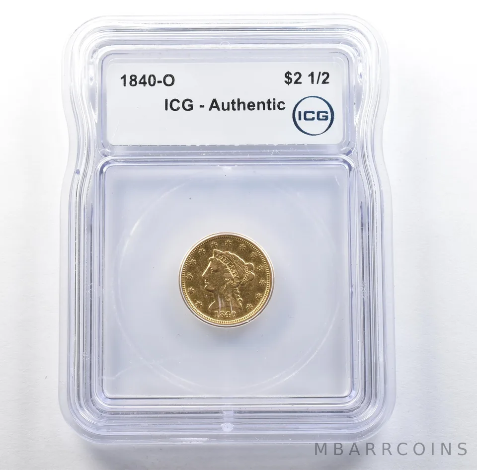 1840-O $2.50 Liberty Head Gold Quarter Eagle Authentic ICG *3050