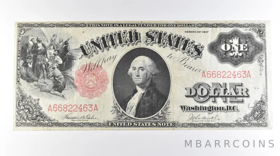 1917 $1 Legal Tender Large Note Red Seal Mule FR#39 *0668