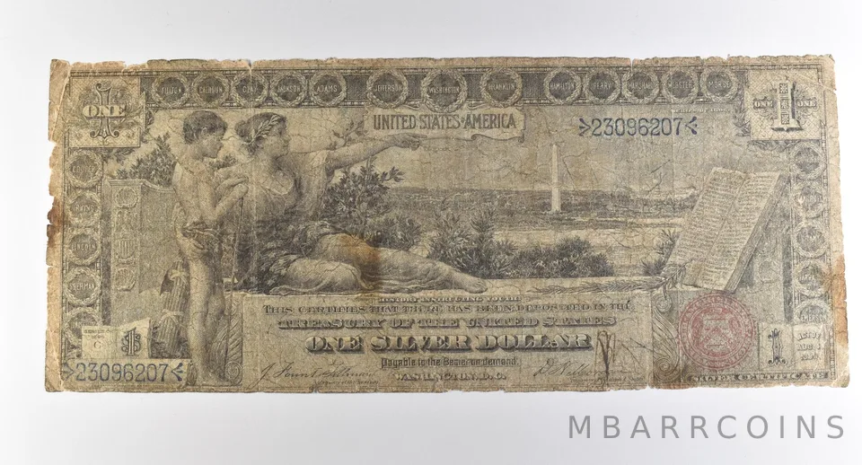 1896 $1 Silver Certificate Large Note Red Seal *3743
