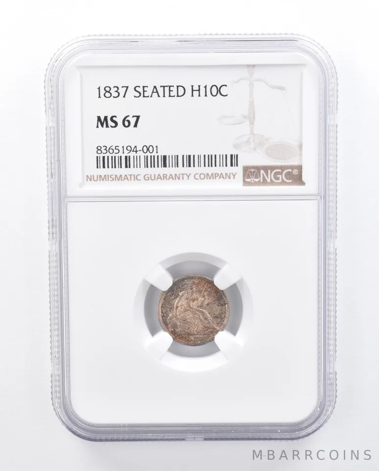 1837 Seated Liberty Half Dime MS67 NGC Beautiful Tone *4380