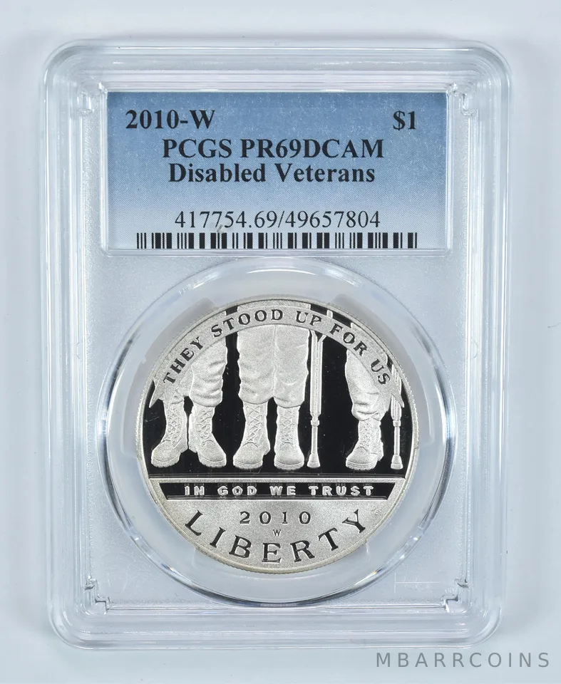 2010-W Disabled Veterans Commemorative Dollar PR69 DCAM PCGS Blue Label