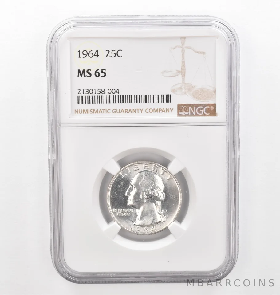 1964 Washington Quarter MS65 NGC Beautiful Tone Reverse *2253
