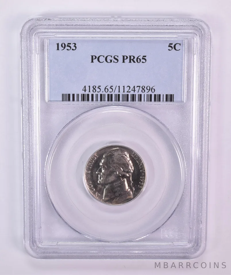 1953 Jefferson Nickel PR65 PCGS Blue Label