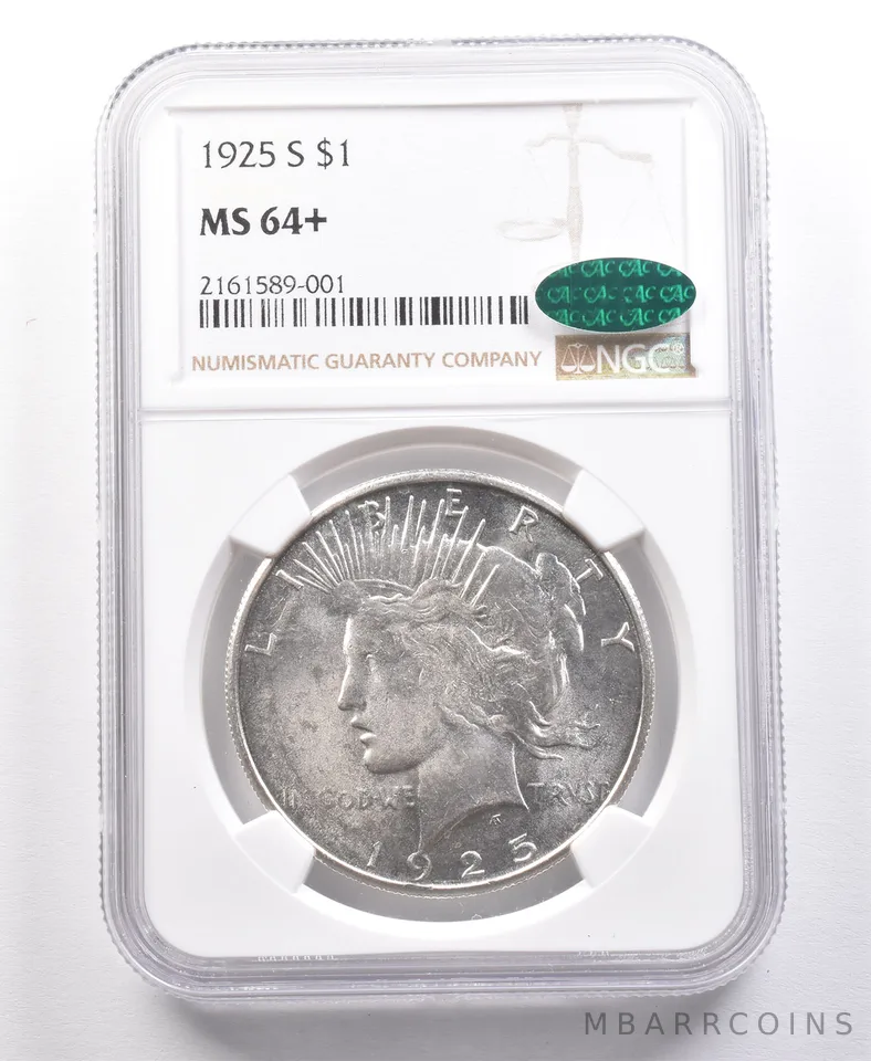 1925-S Peace Silver Dollar MS64+ NGC CAC *2165