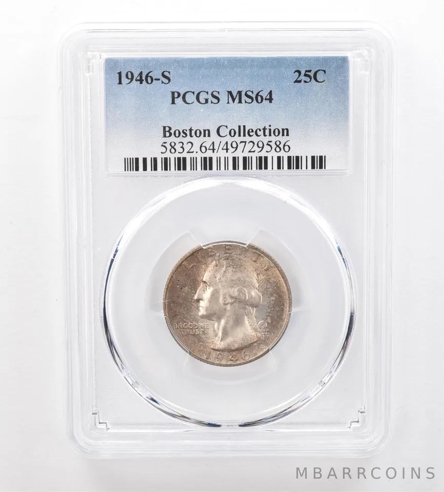 1946-S Washington Quarter Boston Collection MS64 PCGS Beautiful Tone *7459