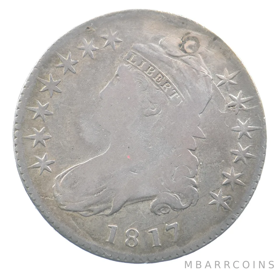 1817 Capped Bust Half Dollar O-105A R4 Holed Repaired *5051