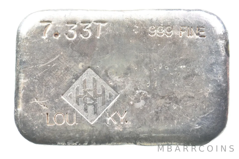 7.33 Troy Oz Silver Bar H&H Mining Inc Vintage Poured Loaf *2941