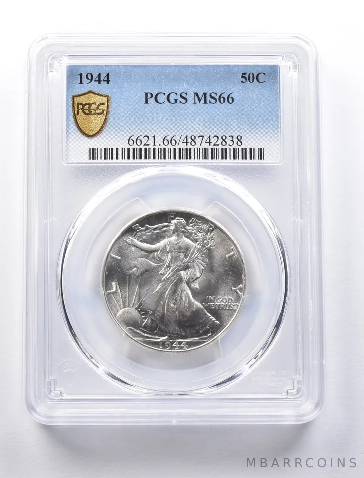 1944 Walking Liberty Half Dollar MS66 PCGS Mint Error 3:00 *1058