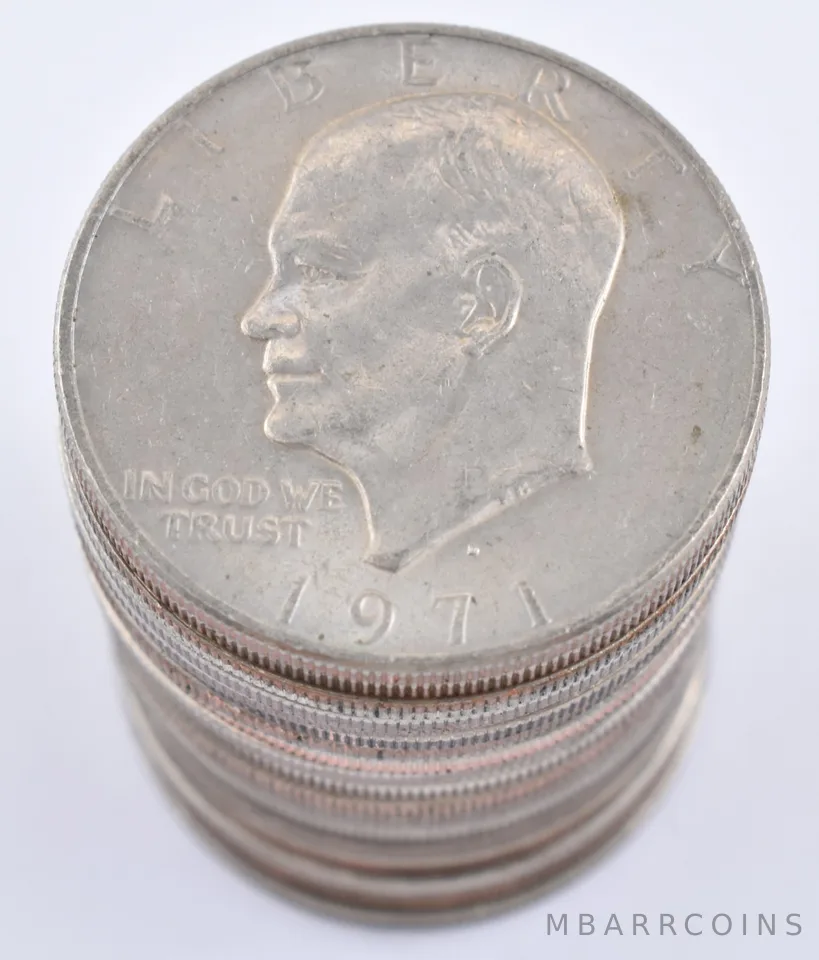 (20) 1971-D AU/BU/Unc Eisenhower Ike Dollar Clad Roll Lot