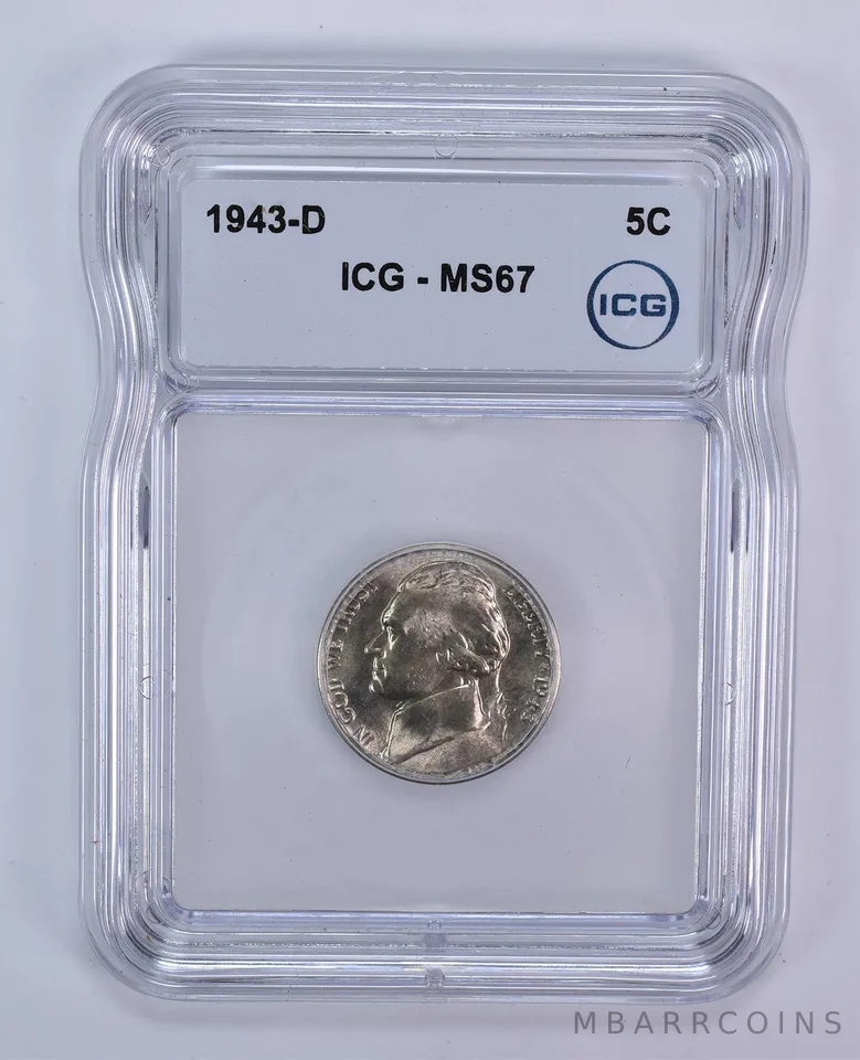 1943-D Jefferson Nickel MS67 ICG WTN War Silver