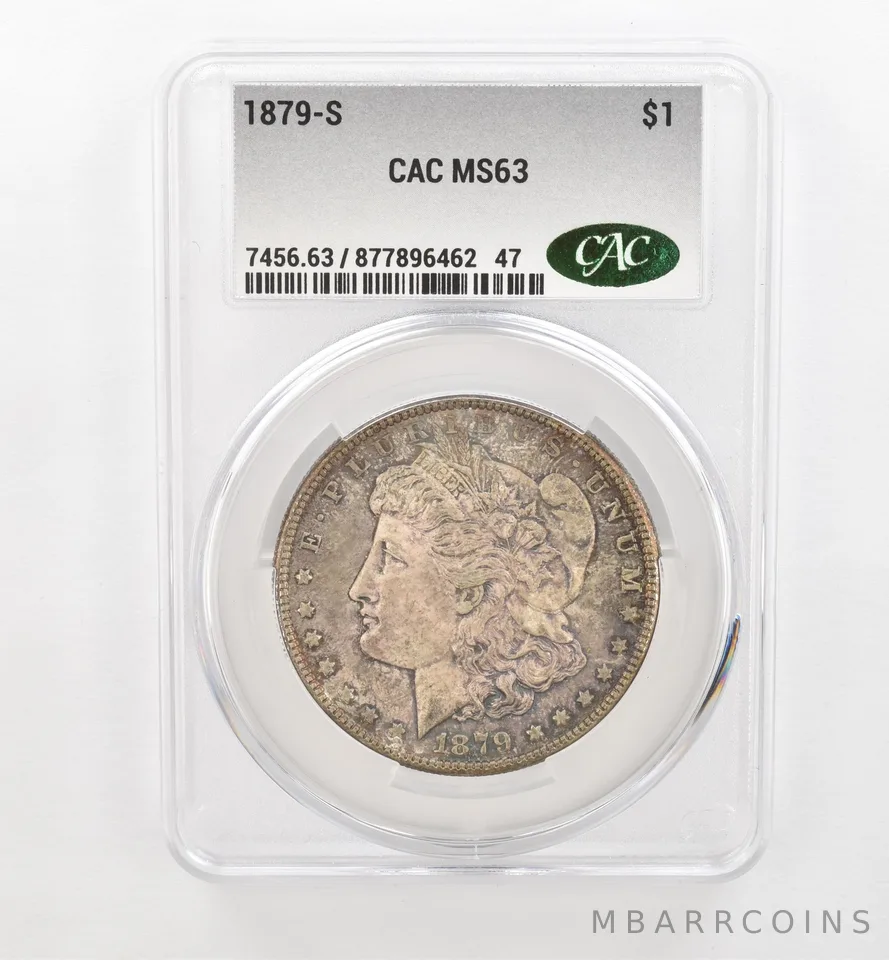 1879-S Morgan Silver Dollar MS63 CAC CACg Beautiful Tone a0462