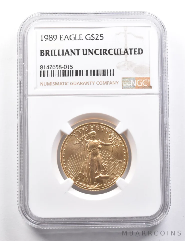 1989 $25 American Gold Eagle 1/2 Oz Gold BU NGC *9488