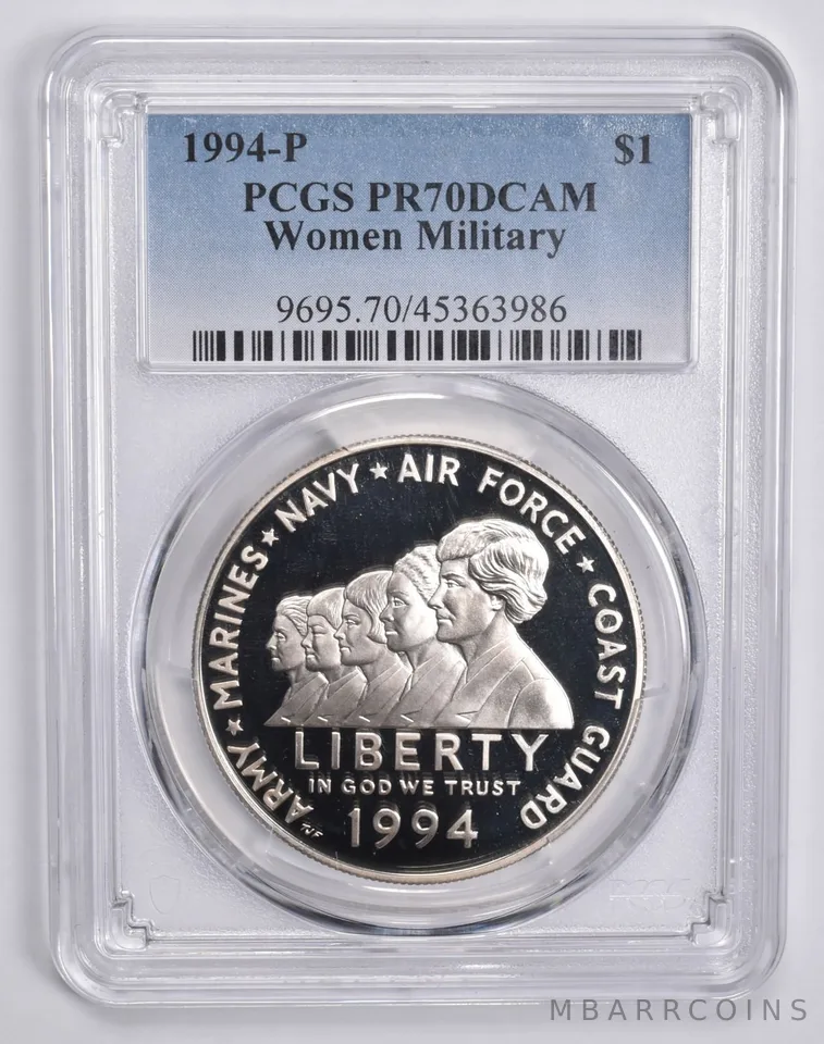 1994-P Women Military Commemorative Dollar PR70 DCAM PCGS Blue Label