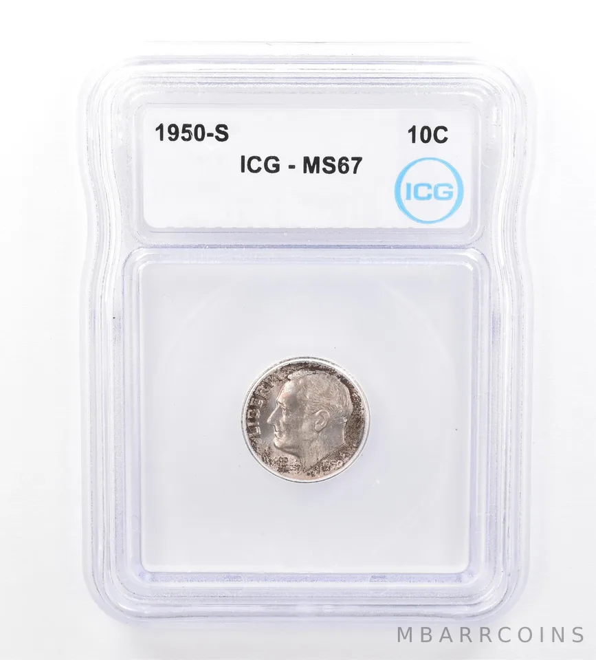 1950-S Roosevelt Dime MS67 ICG Beautiful Tone *1701