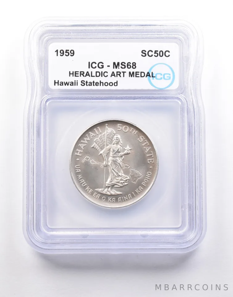 1959 So Called Half Dollar Hawaii Statehood MS68 ICG