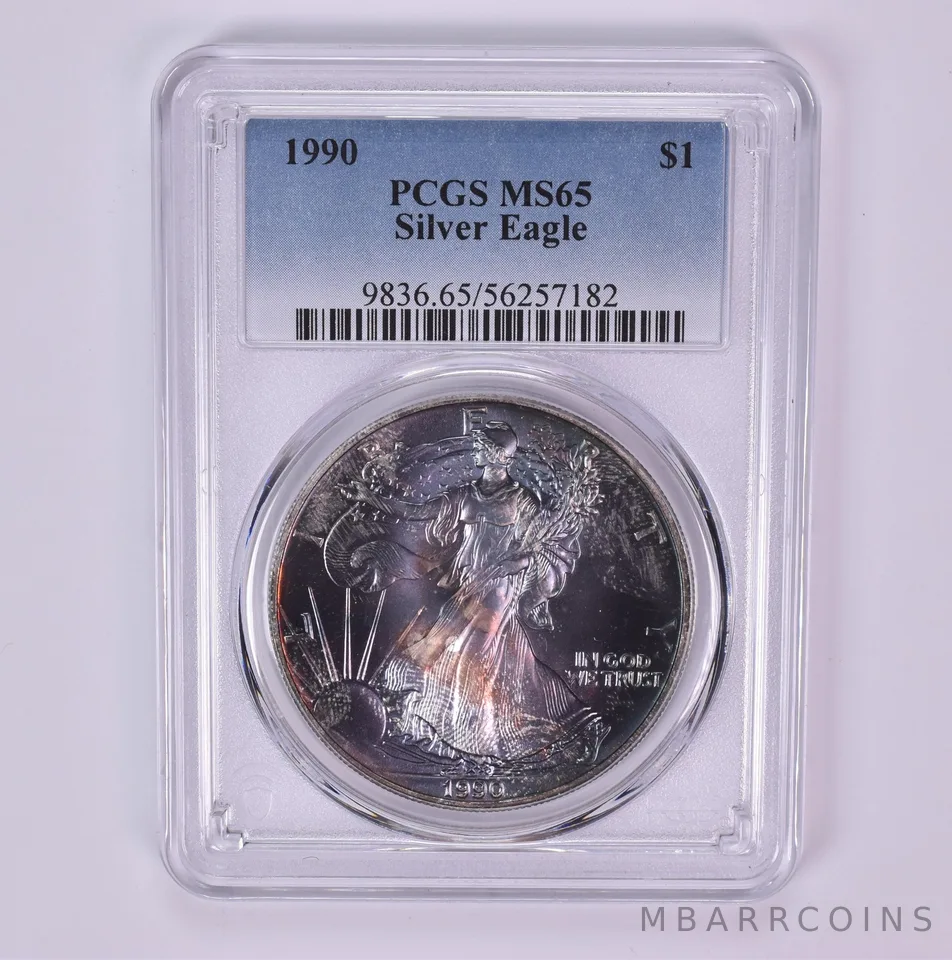 1990 American Silver Eagle MS65 PCGS Beautiful Tone *1531