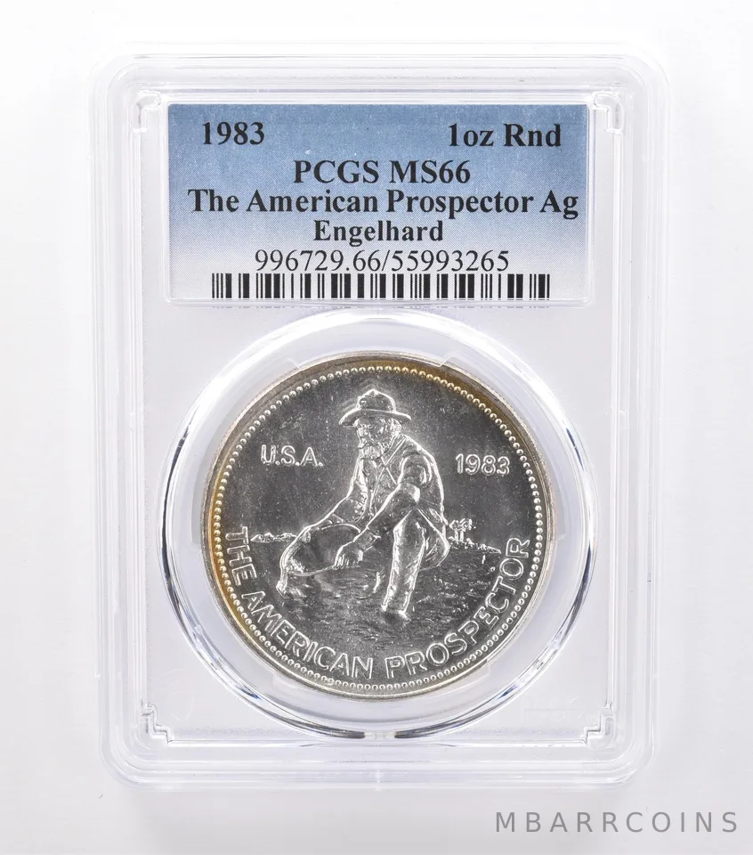 1983 Engelhard American Prospector 1 Oz Silver MS66 PCGS Beautiful Tone a9220