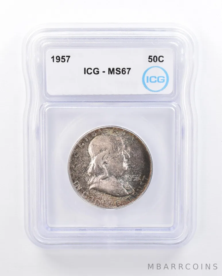 1957 Franklin Half Dollar MS67 ICG Beautiful Tone *2387