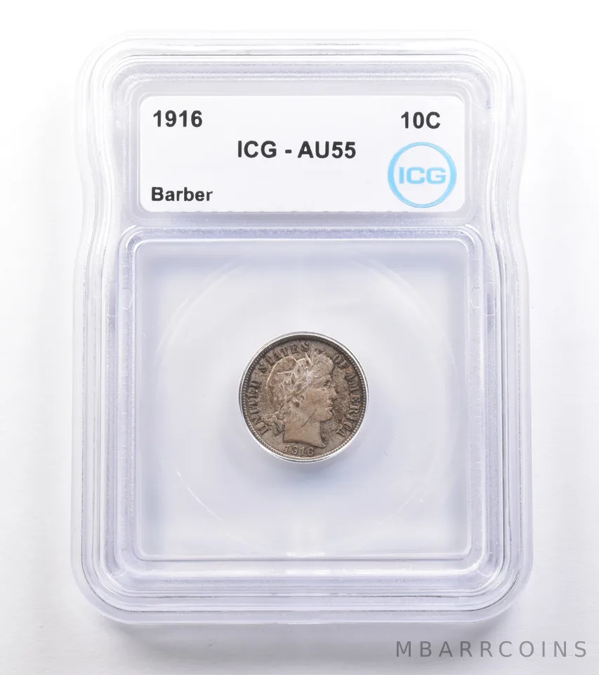 1916 Barber Dime AU55 ICG *4869