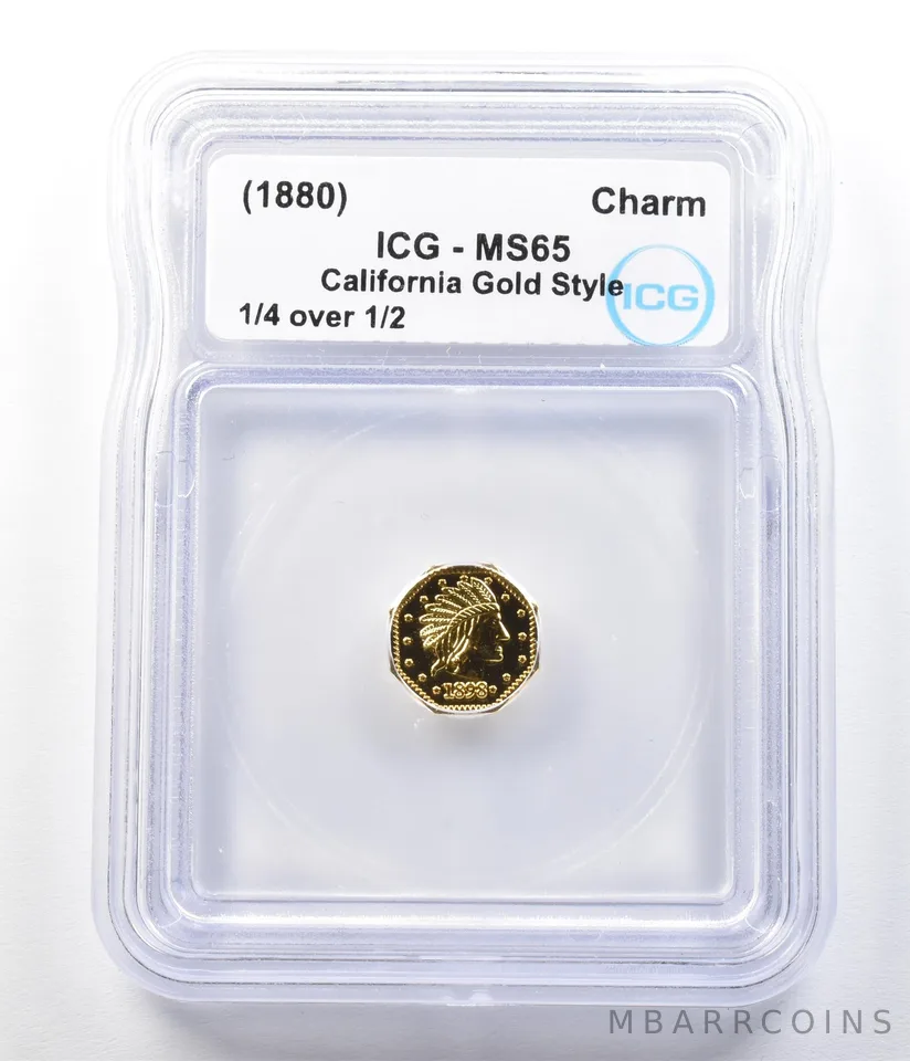 1898 California Gold Style Charm 1 Indian Head MS65 ICG *3523