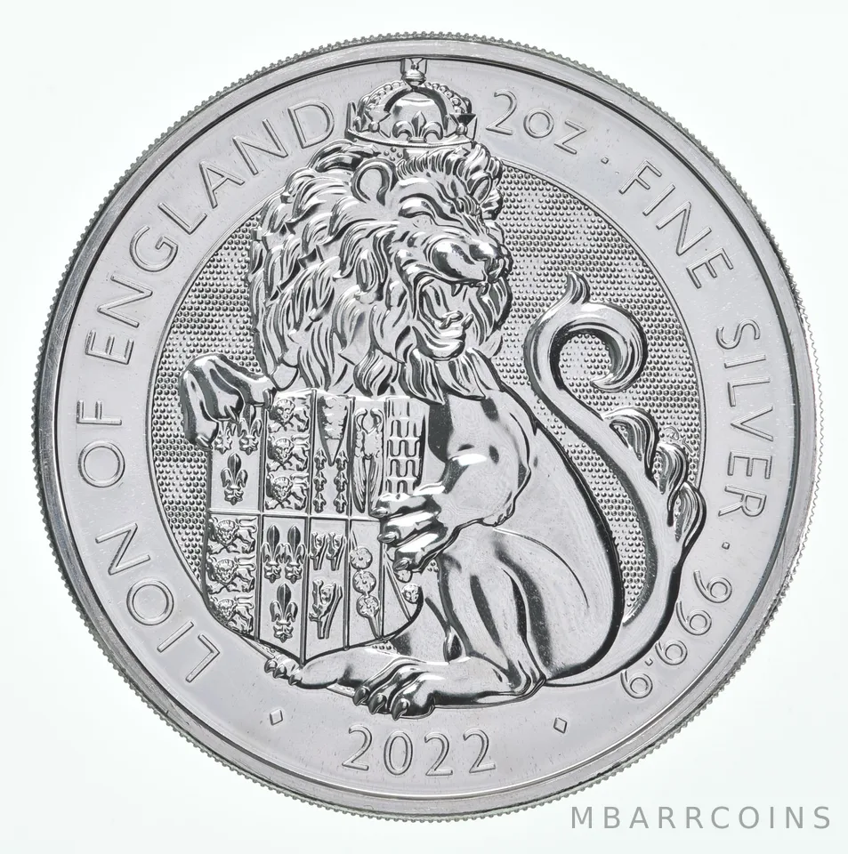 2022 Great Britain 5 Pound Silver Lion Of England 2 Oz Silver
