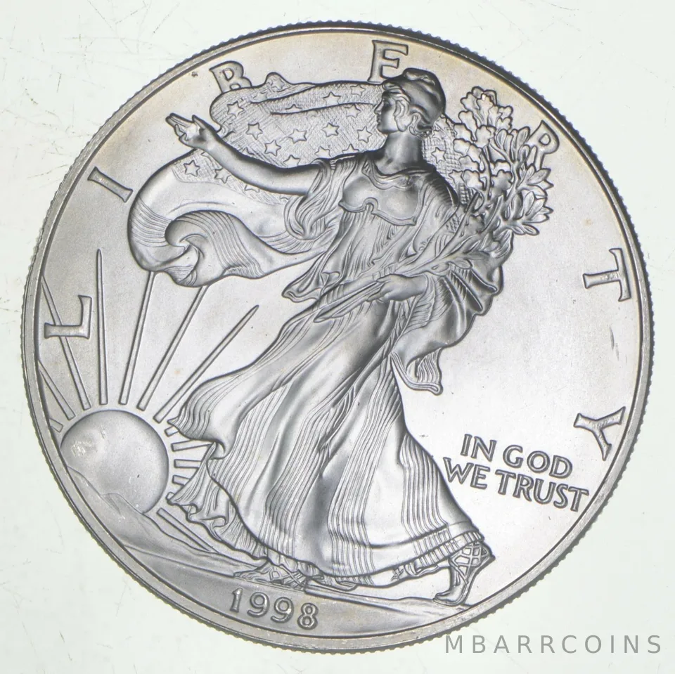 1998 Unc American Silver Eagle 1 Troy Oz .999 Fine Silver