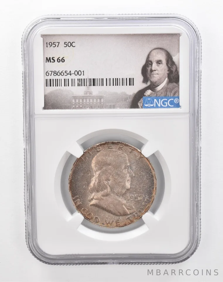1957 Franklin Half Dollar MS66 NGC Beautiful Tone *2850