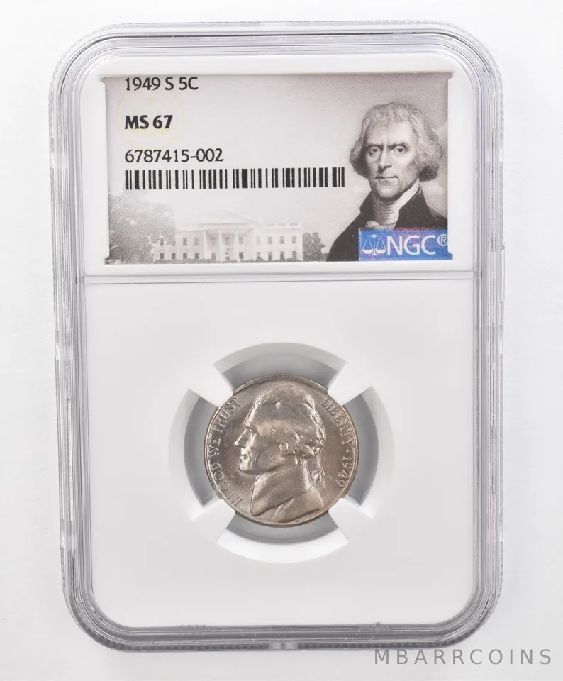 1949-S Jefferson Nickel MS67 NGC Beautiful Tone *2700