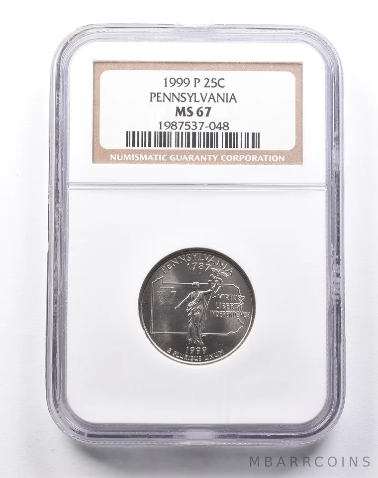MS67 1999-P Washington State Quarter Pennsylvania NGC *6167