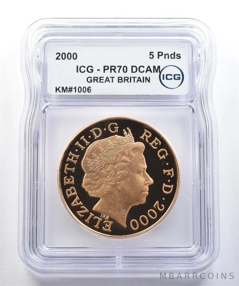 2000 Great Britain 5 Pound Gold Millennium KM#1006 PR70 DCAM ICG *7791