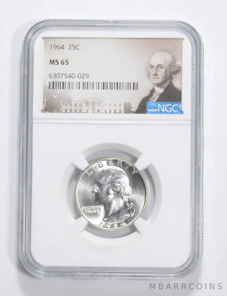1964 Washington Quarter MS65 NGC Special Label - 90% Silver