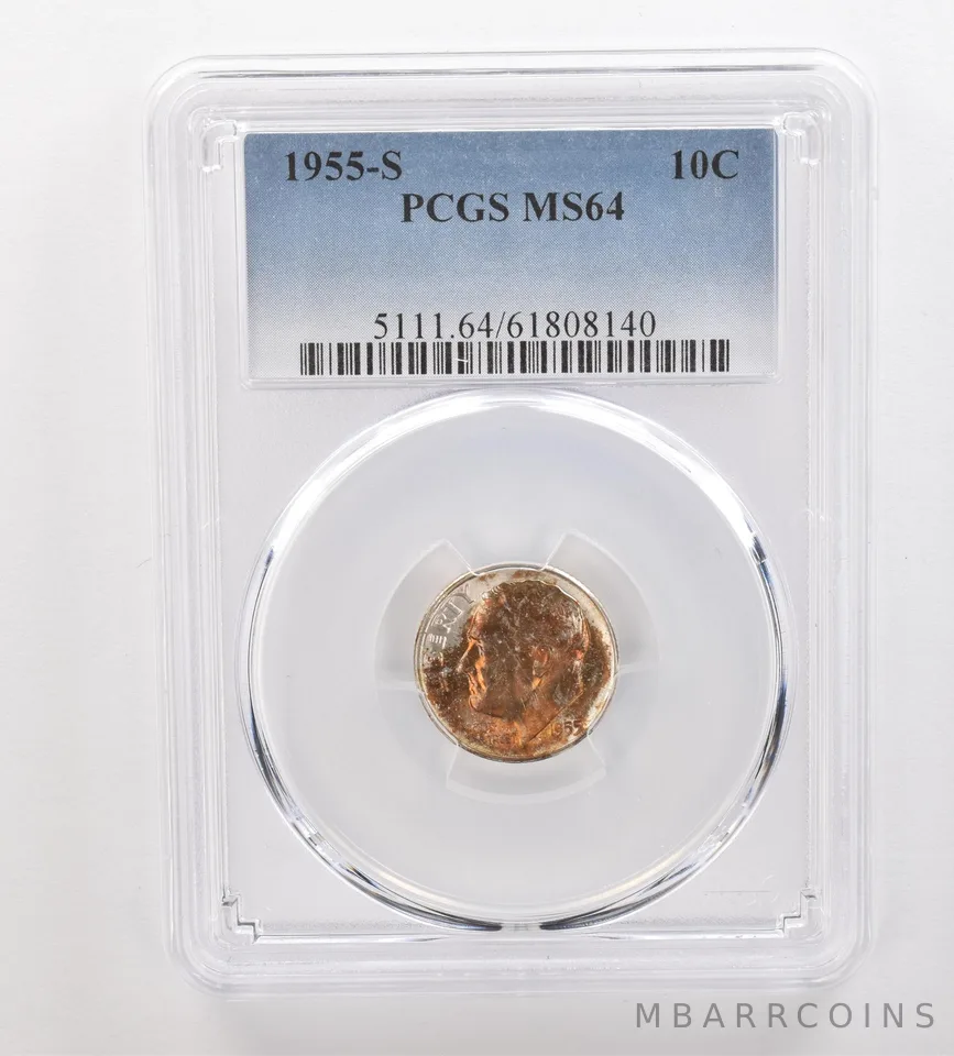 1955-S Roosevelt Dime MS64 PCGS Beautiful Tone *3300