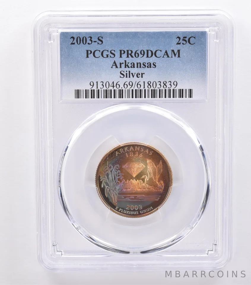 2003-S Washington State Quarter Arkansas Silver PR69 DCAM PCGS Nice Tone *8784