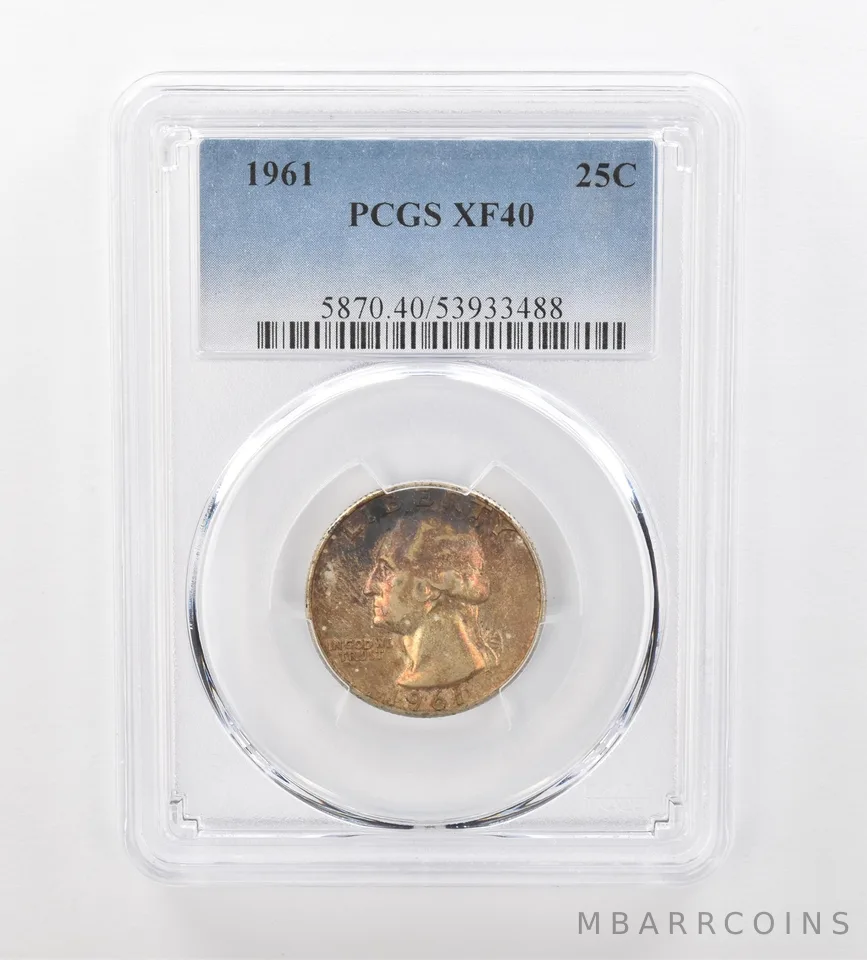 1961 Washington Quarter XF40 PCGS Beautiful Tone *0971