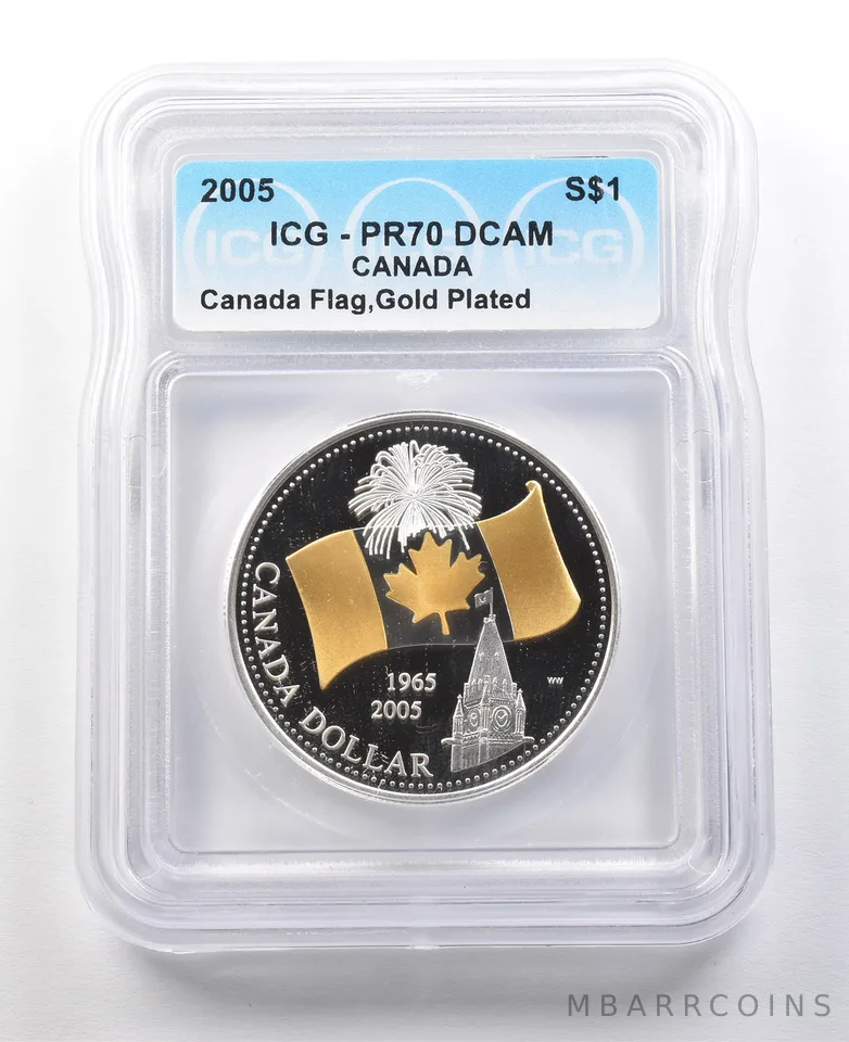 2005 Canada Silver Dollar Canadian Flag PR70 DCAM ICG a8781