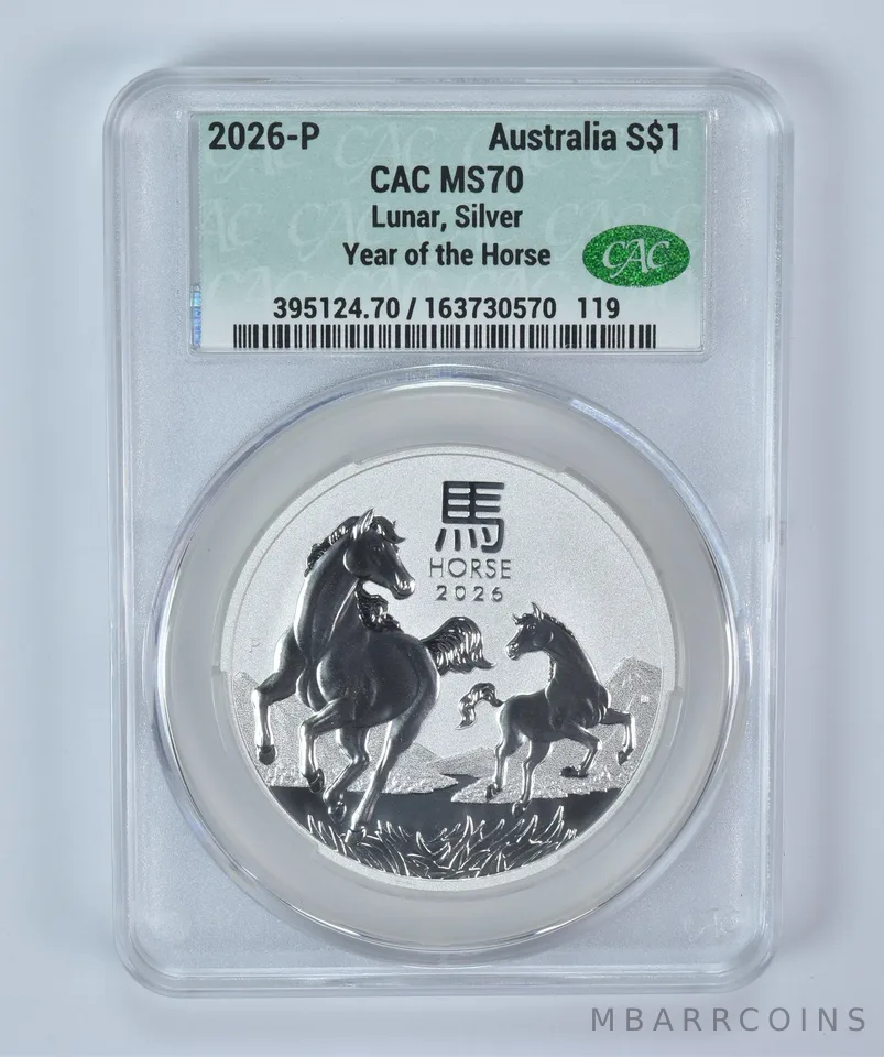 2026 Australia 1 Dollar Silver Year Of The Horse 1 Oz Silver MS70 CAC CACg