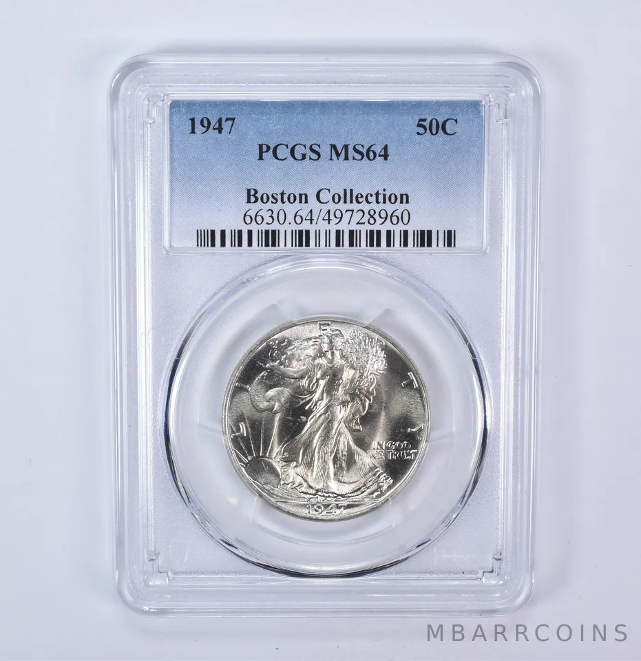 1947 Walking Liberty Half Dollar Boston Collection MS64 PCGS