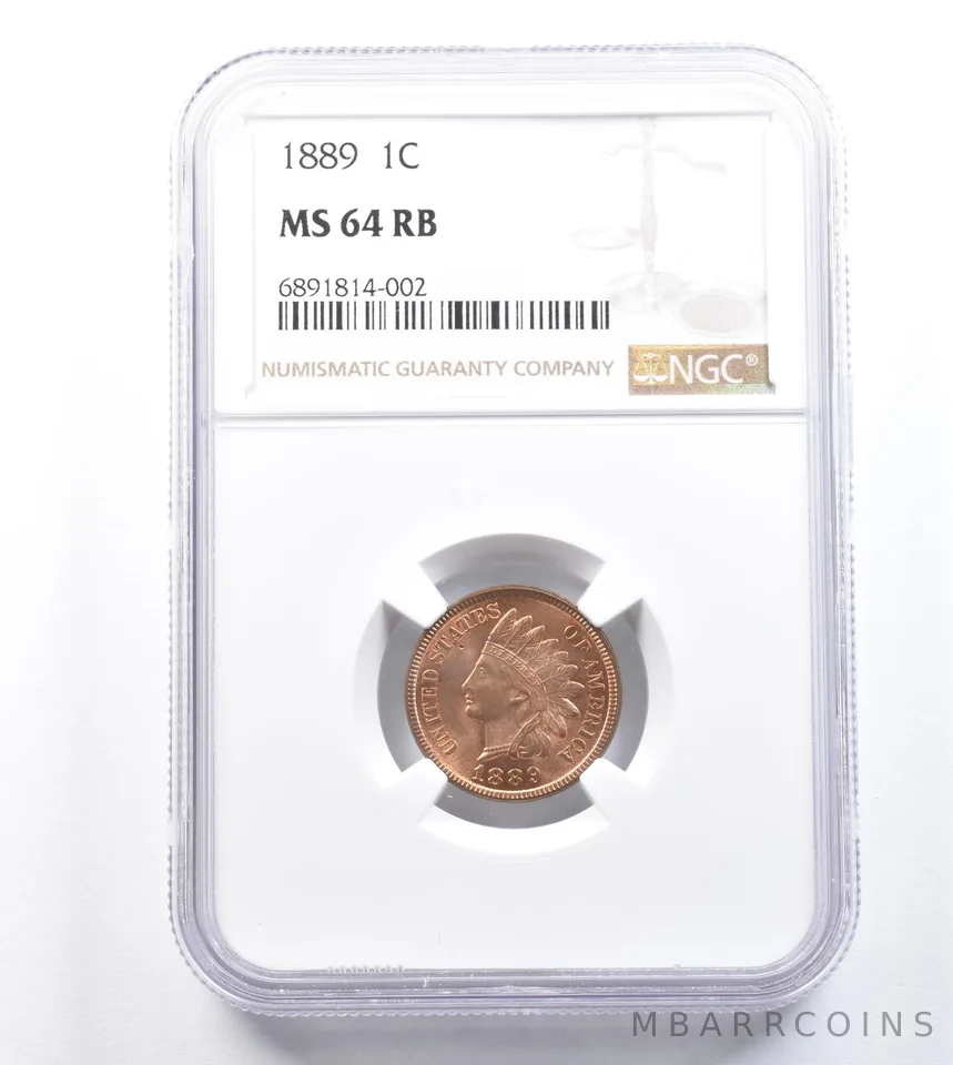 1889 Indian Head Cent MS64 RB NGC a0790