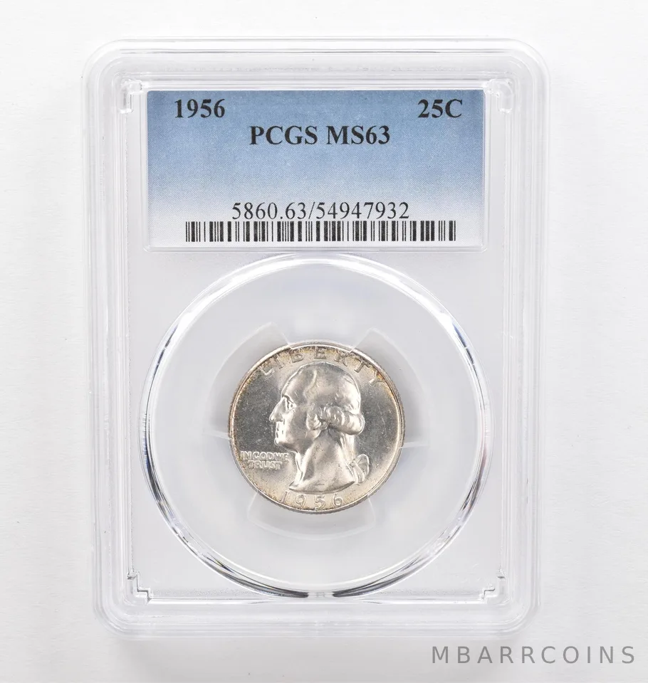 1956 Washington Quarter MS63 PCGS Beautiful Tone Reverse *0307