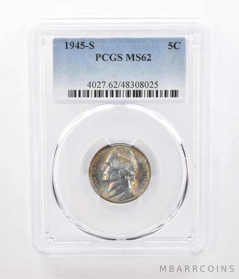 1945-S Jefferson Nickel MS62 PCGS Beautiful Tone *2390