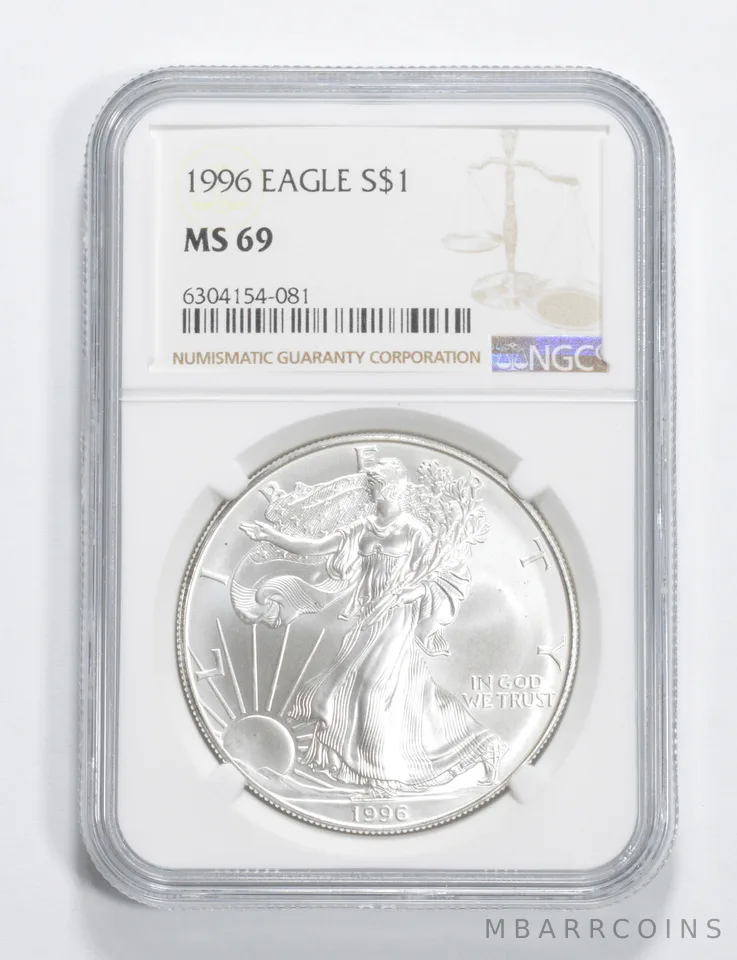 1996 American Silver Eagle MS69 NGC Brown Label